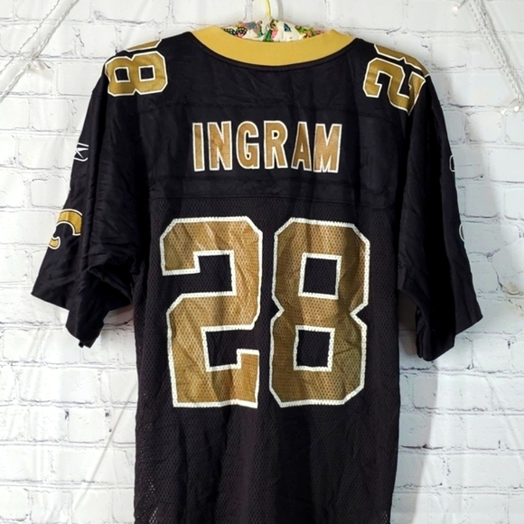 Vintage NFL Reebok Black & Gold Ingram New Orleans Saints 28 Jersey Mens Size S - Picture 12 of 17
